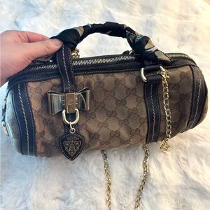 Gucci Brown Monogram Barrel Bag